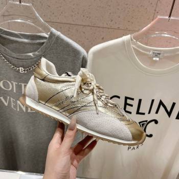 Dior D-Sketch Sneakers in Crinkled Lambskin and Laminated Calfskin with Signature Yellow Gold 2025 (MD-250425004)