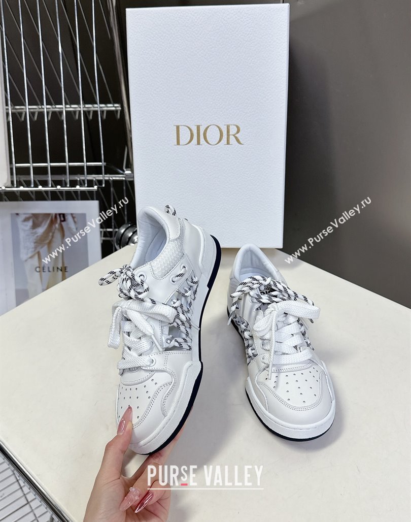 Dior First Low-Top Sneakers in White Calfskin Leather with Two-Tone Laces 2025 (MD-250425006)