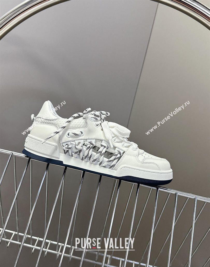 Dior First Low-Top Sneakers in White Calfskin Leather with Two-Tone Laces 2025 (MD-250425006)