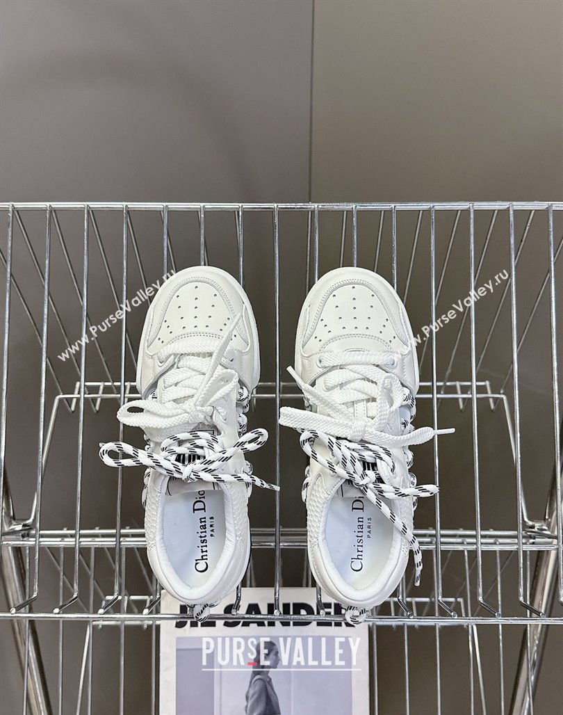 Dior First Low-Top Sneakers in White Calfskin Leather with Two-Tone Laces 2025 (MD-250425006)