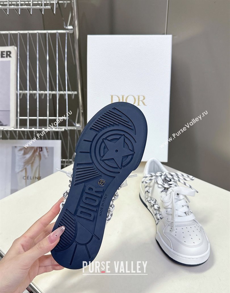 Dior First Low-Top Sneakers in White Calfskin Leather with Two-Tone Laces 2025 (MD-250425006)