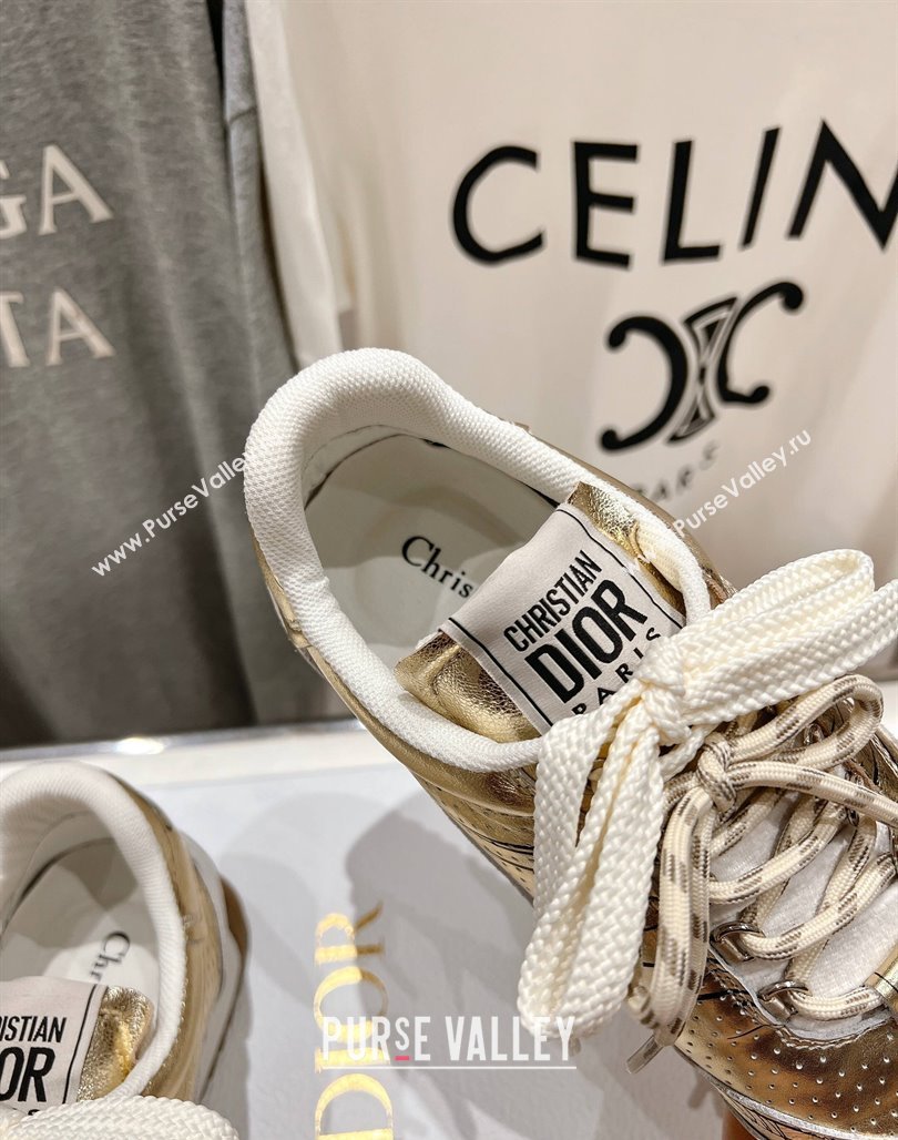 Dior D-Sketch Sneakers in Crinkled Lambskin and Laminated Calfskin with Signature Yellow Gold 2025 (MD-250425004)