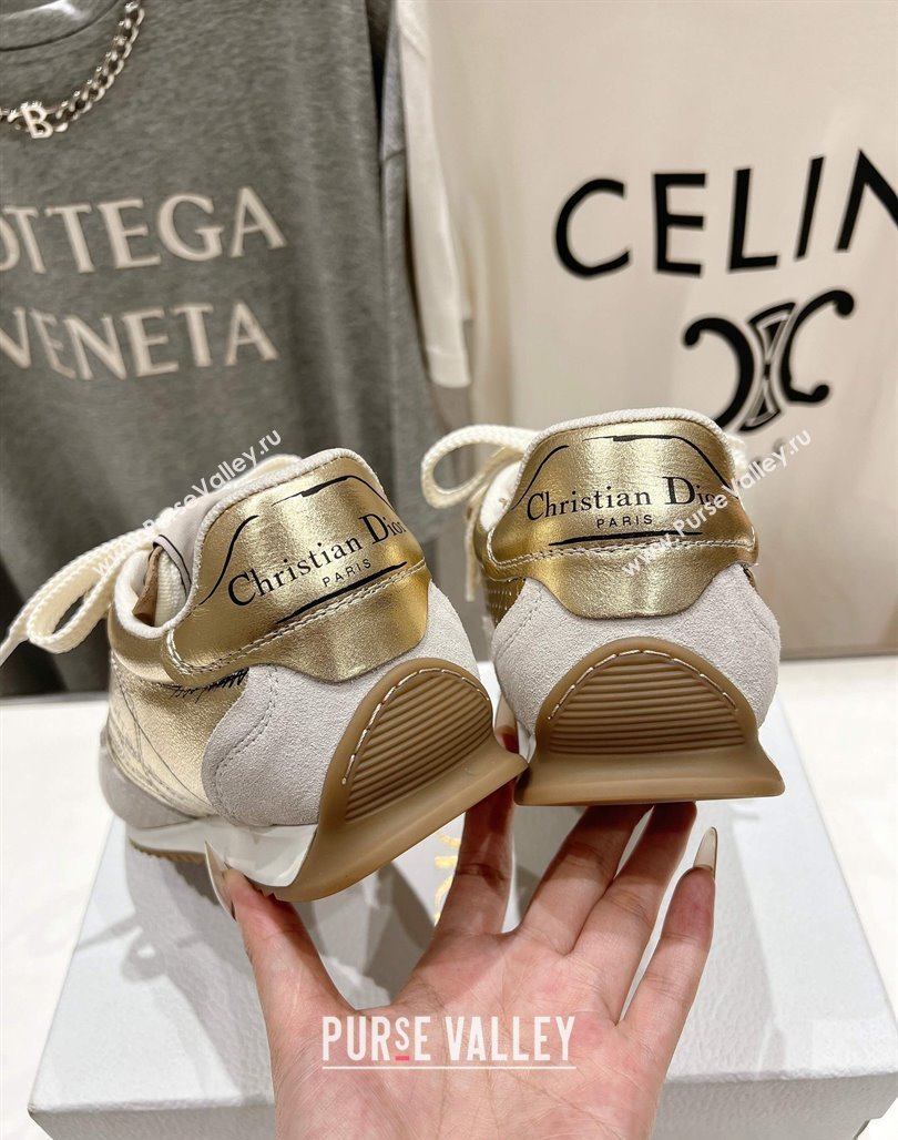 Dior D-Sketch Sneakers in Crinkled Lambskin and Laminated Calfskin with Signature Yellow Gold 2025 (MD-250425004)