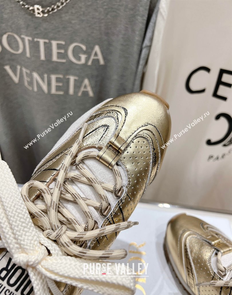 Dior D-Sketch Sneakers in Crinkled Lambskin and Laminated Calfskin with Signature Yellow Gold 2025 (MD-250425004)