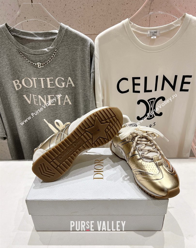 Dior D-Sketch Sneakers in Crinkled Lambskin and Laminated Calfskin with Signature Yellow Gold 2025 (MD-250425004)