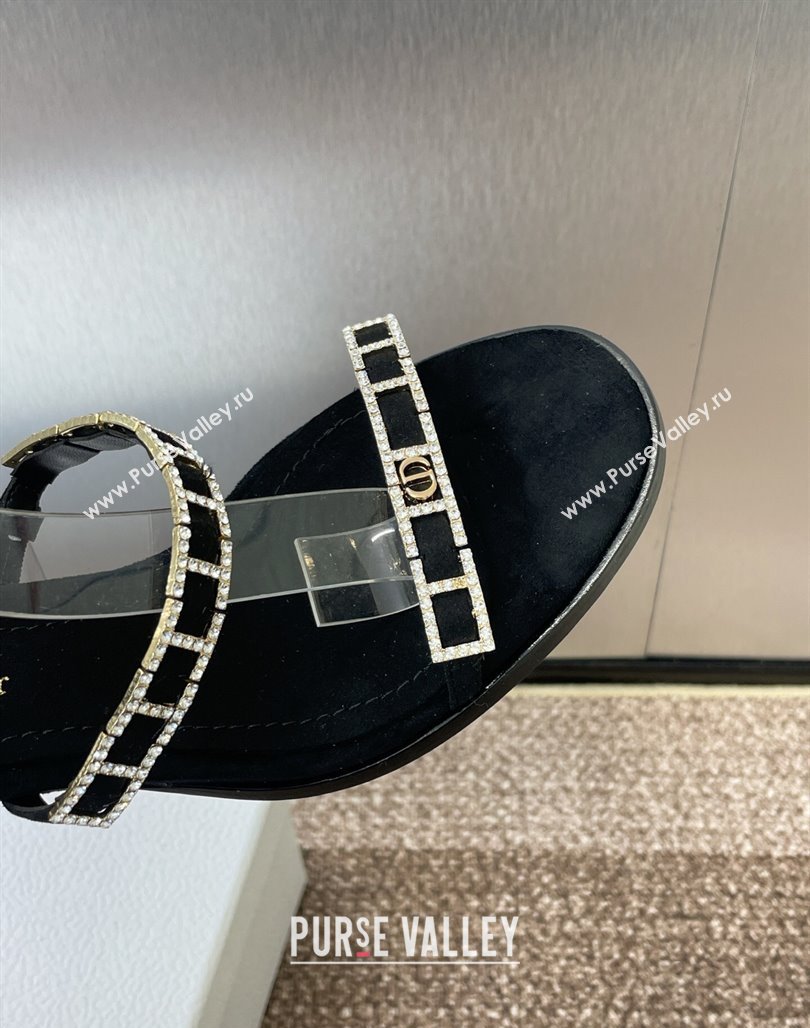 Dior Diorissime Heeled Sandals 8cm in Suede and Silver-Tone Strass Black 2025 (MD-250425040)