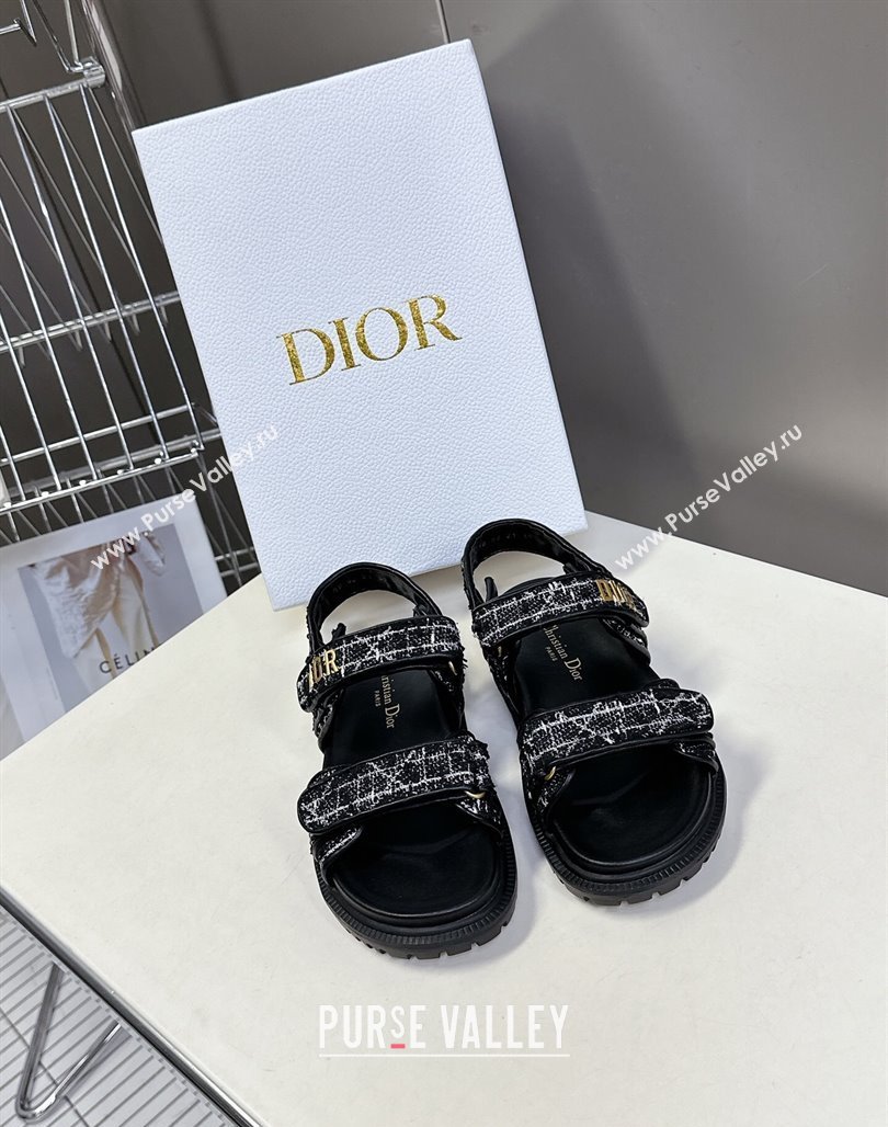 Dior Dioract Sandals in Cannage Tweed Black/White 2025 0425 (MD-250425041)