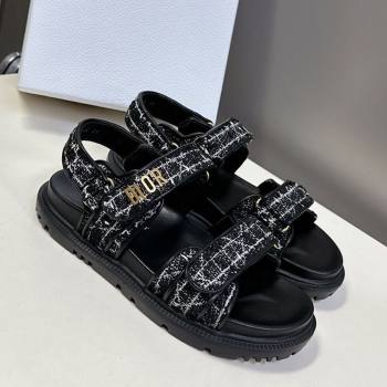 Dior Dioract Sandals in Cannage Tweed Black/White 2025 0425 (MD-250425041)