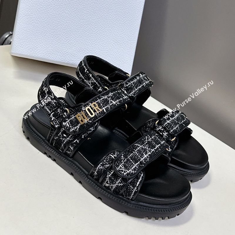 Dior Dioract Sandals in Cannage Tweed Black/White 2025 0425 (MD-250425041)