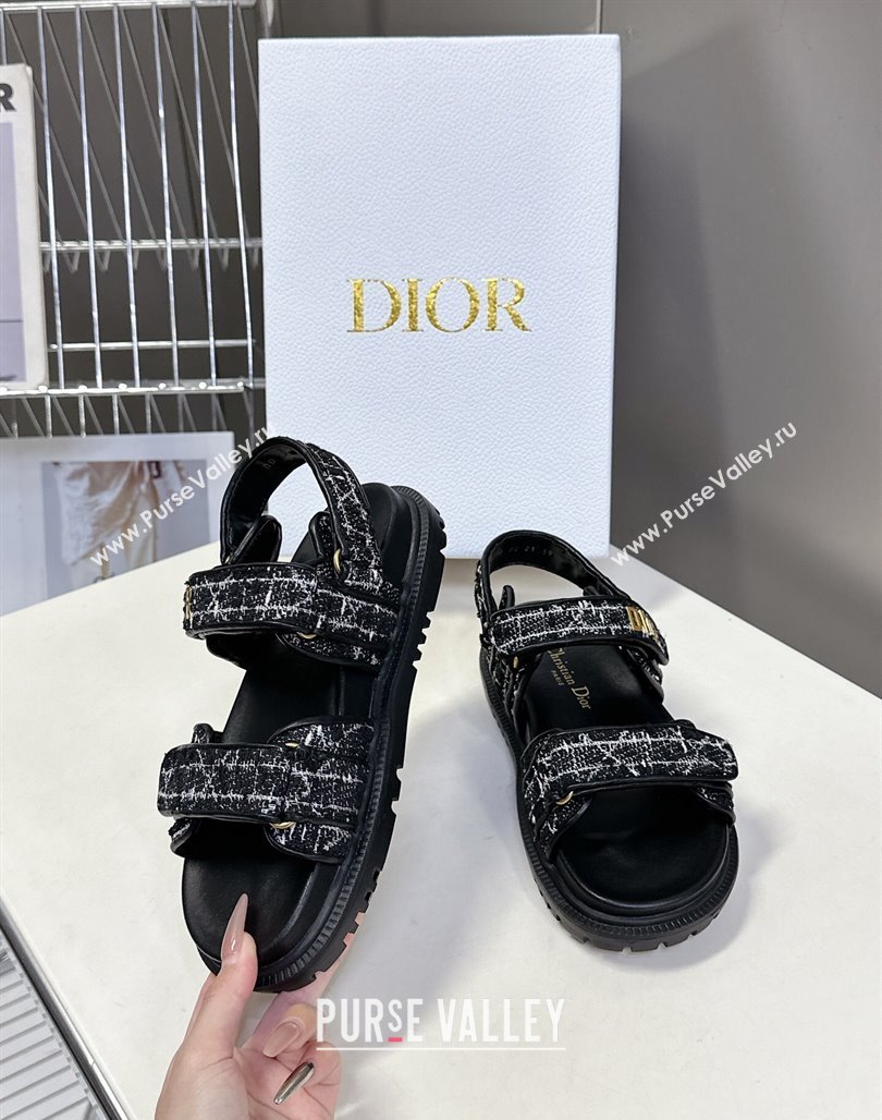 Dior Dioract Sandals in Cannage Tweed Black/White 2025 0425 (MD-250425041)