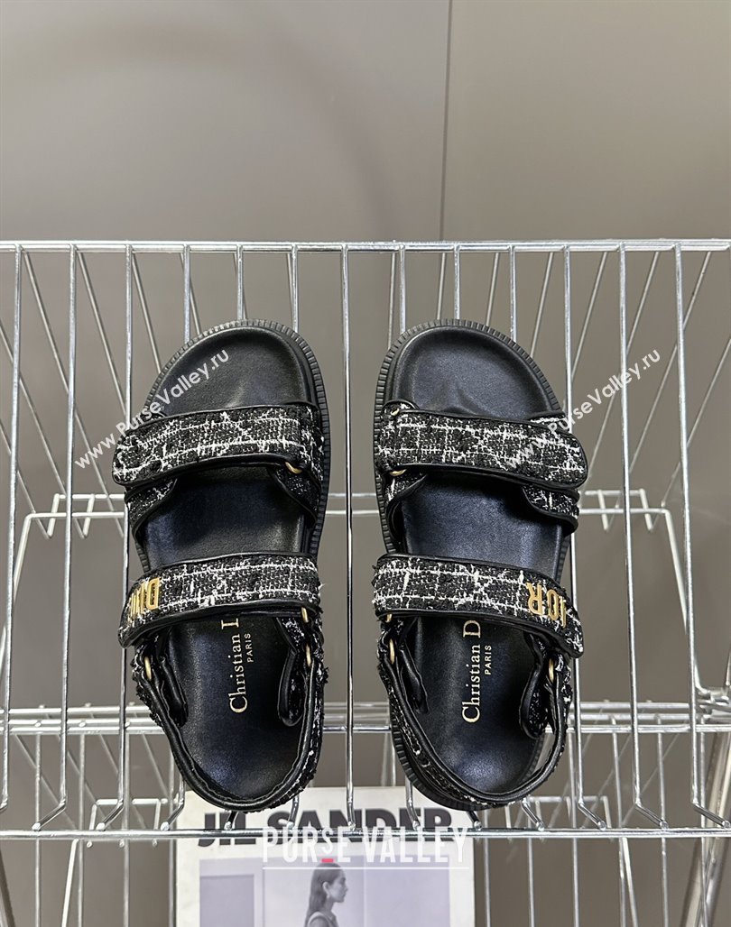 Dior Dioract Sandals in Cannage Tweed Black/White 2025 0425 (MD-250425041)