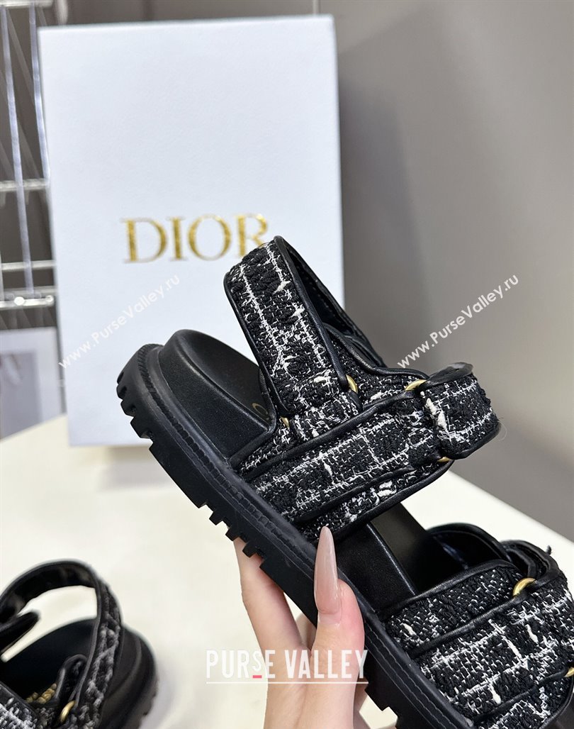 Dior Dioract Sandals in Cannage Tweed Black/White 2025 0425 (MD-250425041)
