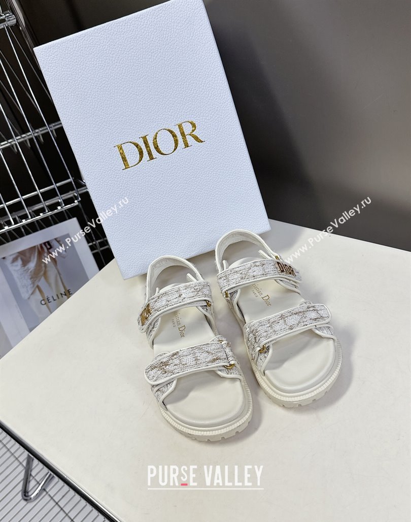 Dior Dioract Sandals in Cannage Tweed White/Gold-Tone 2025 0425 (MD-250425042)
