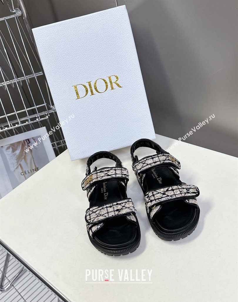 Dior Dioract Sandals in Cannage Tweed Black/Beige 2025 0425 (MD-250425043)