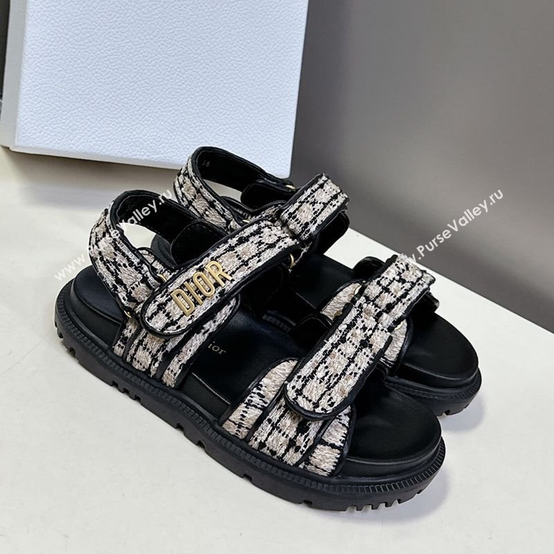 Dior Dioract Sandals in Cannage Tweed Black/Beige 2025 0425 (MD-250425043)