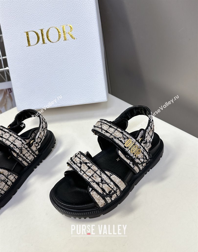 Dior Dioract Sandals in Cannage Tweed Black/Beige 2025 0425 (MD-250425043)