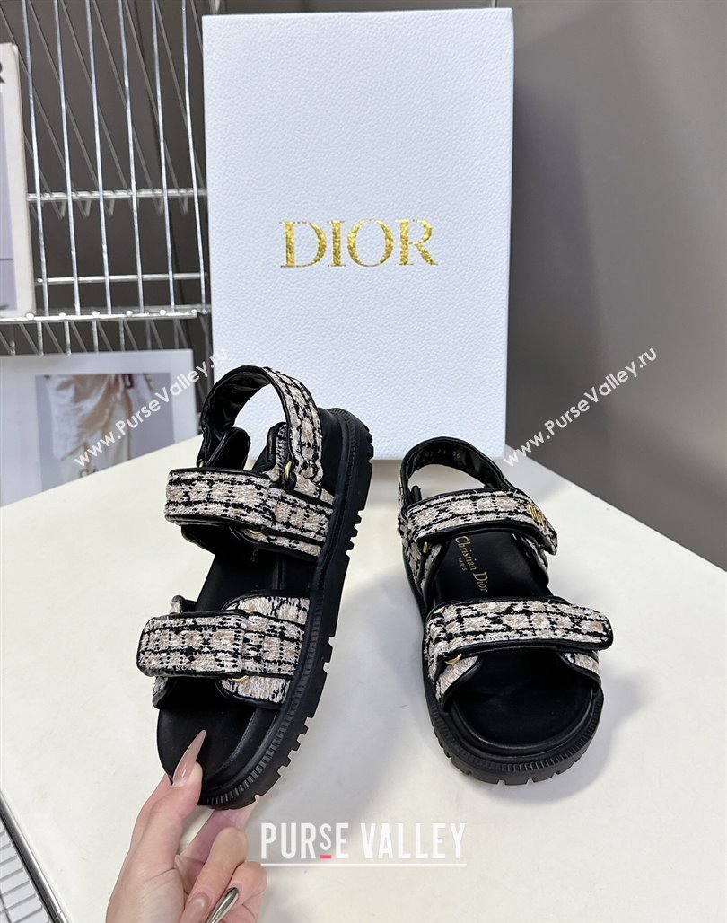 Dior Dioract Sandals in Cannage Tweed Black/Beige 2025 0425 (MD-250425043)