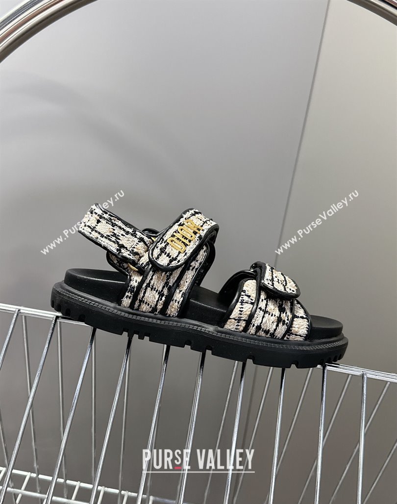 Dior Dioract Sandals in Cannage Tweed Black/Beige 2025 0425 (MD-250425043)