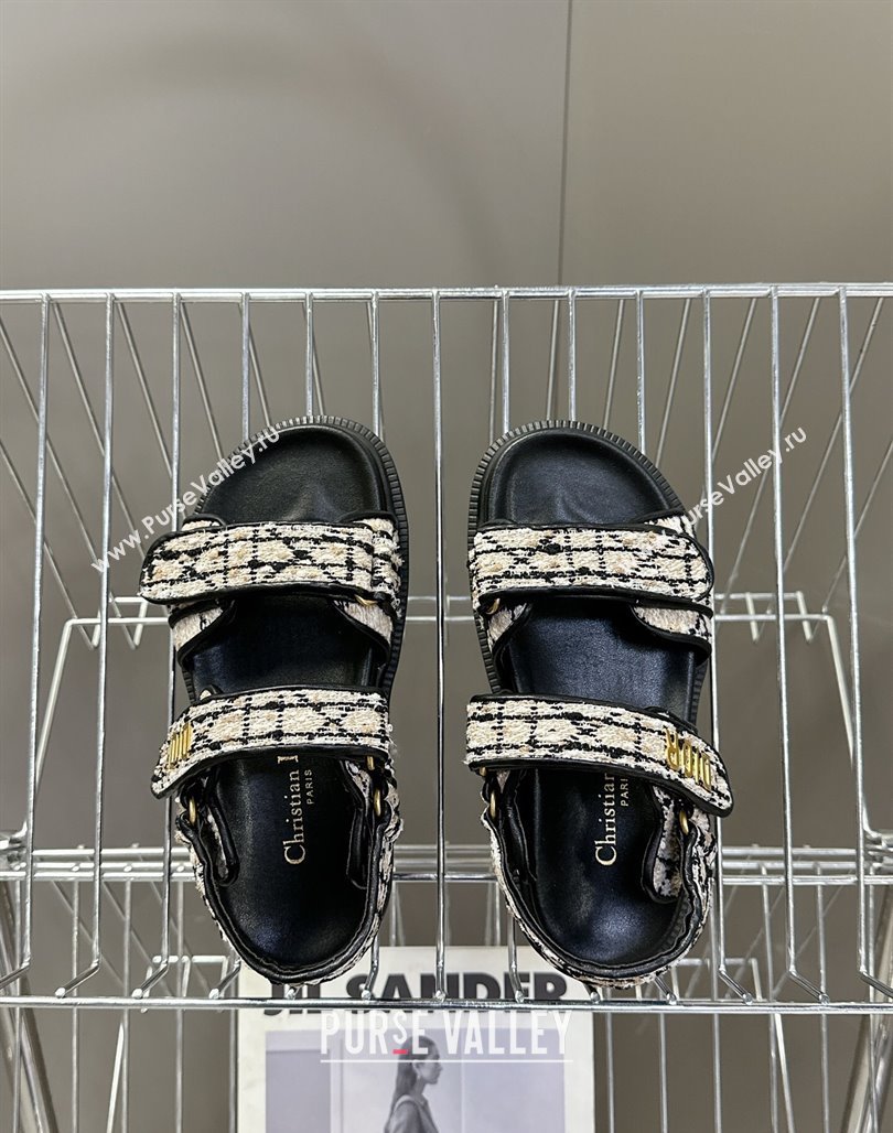 Dior Dioract Sandals in Cannage Tweed Black/Beige 2025 0425 (MD-250425043)