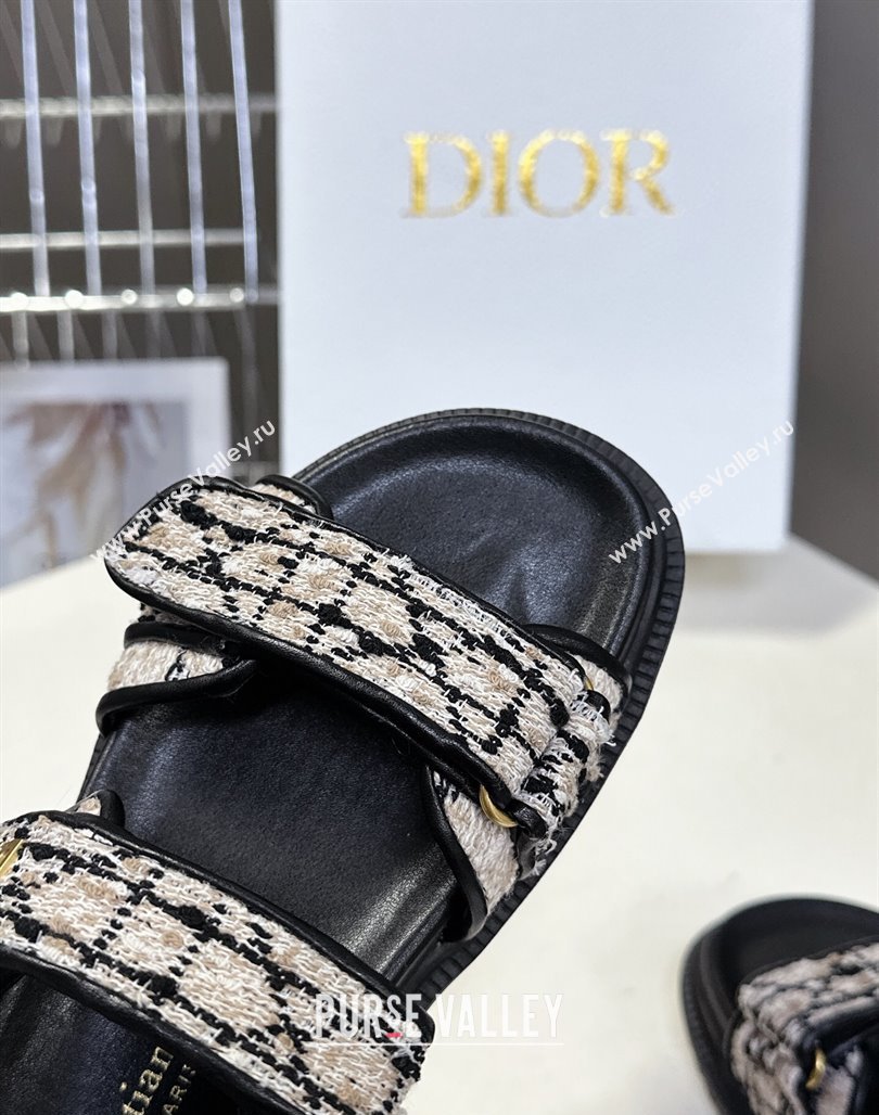Dior Dioract Sandals in Cannage Tweed Black/Beige 2025 0425 (MD-250425043)