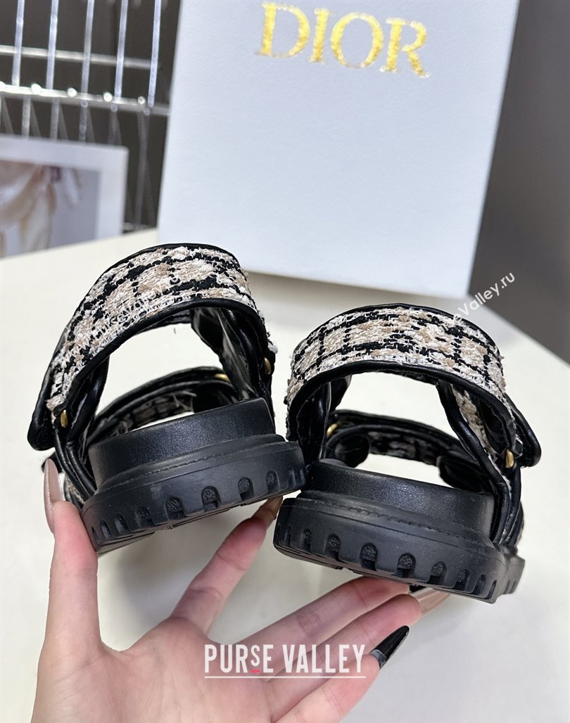 Dior Dioract Sandals in Cannage Tweed Black/Beige 2025 0425 (MD-250425043)