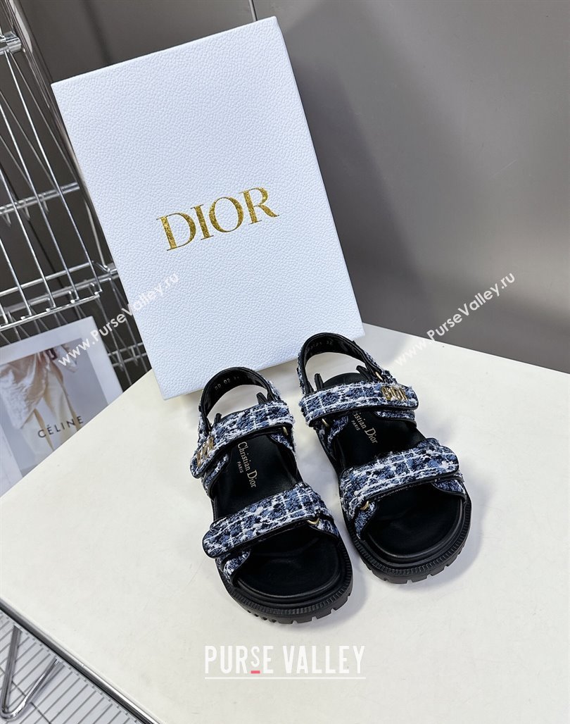Dior Dioract Sandals in Cannage Tweed Blue/Black 2025 0425 (MD-250425044)