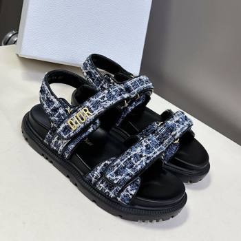 Dior Dioract Sandals in Cannage Tweed Blue/Black 2025 0425 (MD-250425044)