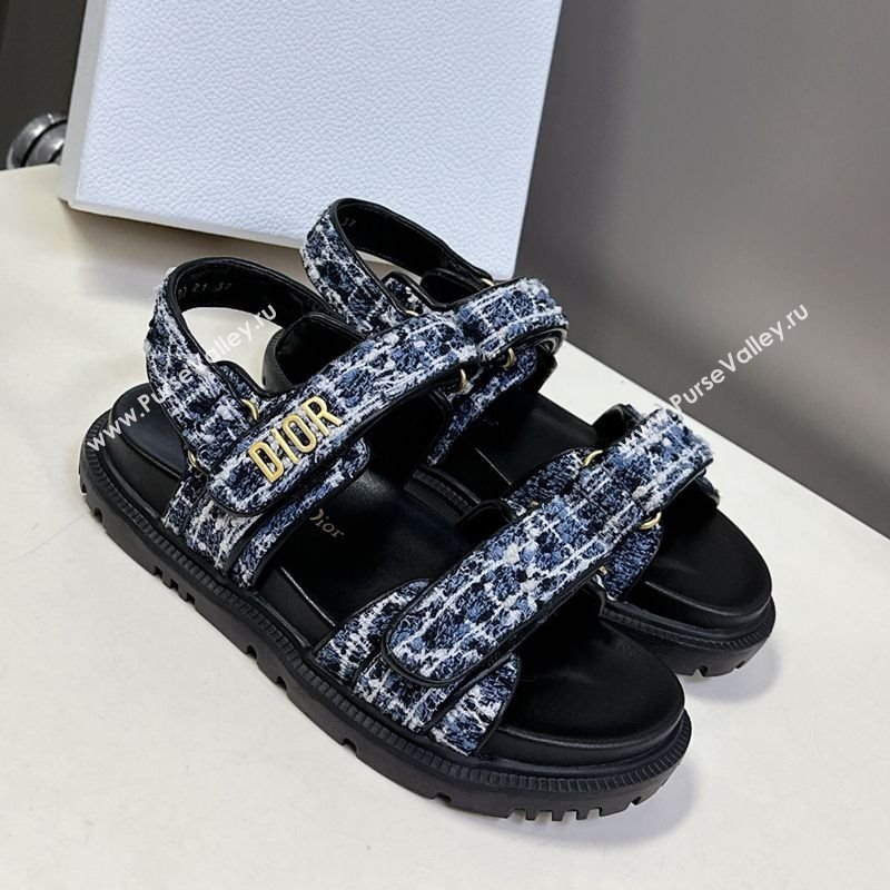 Dior Dioract Sandals in Cannage Tweed Blue/Black 2025 0425 (MD-250425044)