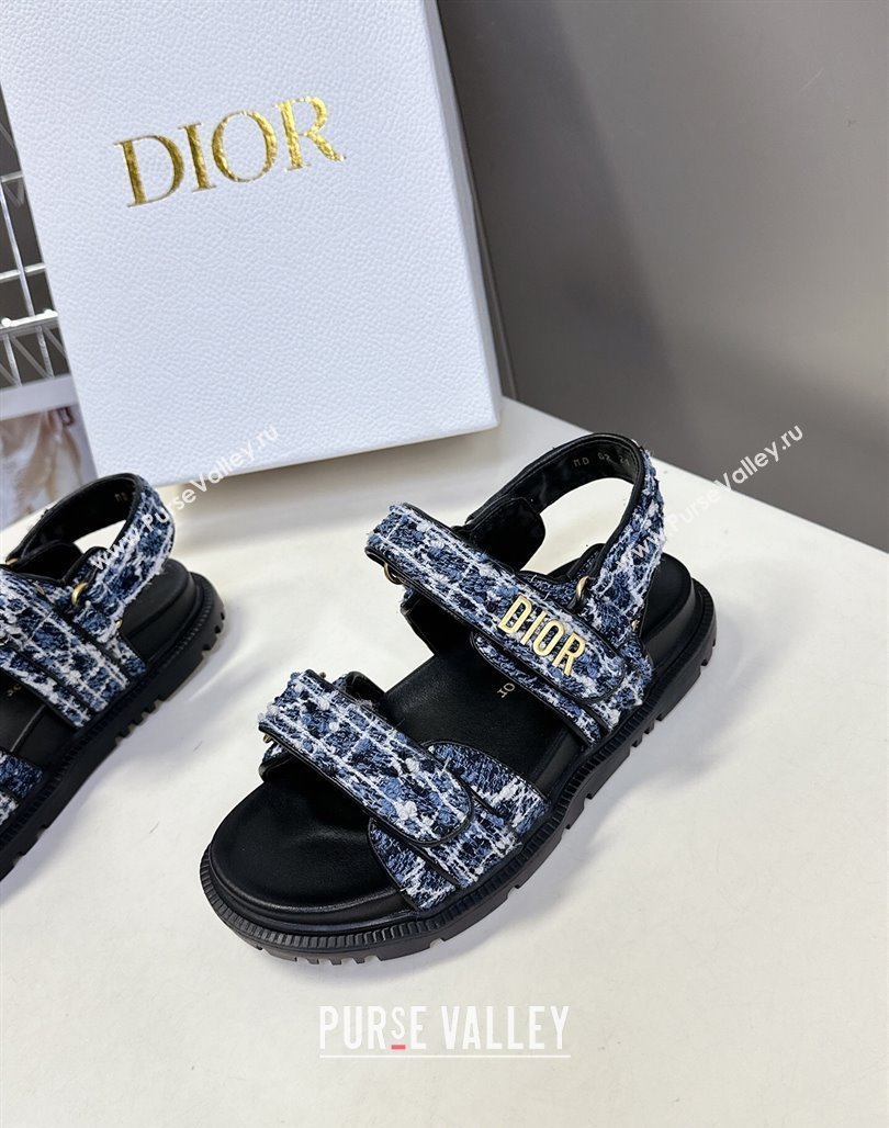 Dior Dioract Sandals in Cannage Tweed Blue/Black 2025 0425 (MD-250425044)