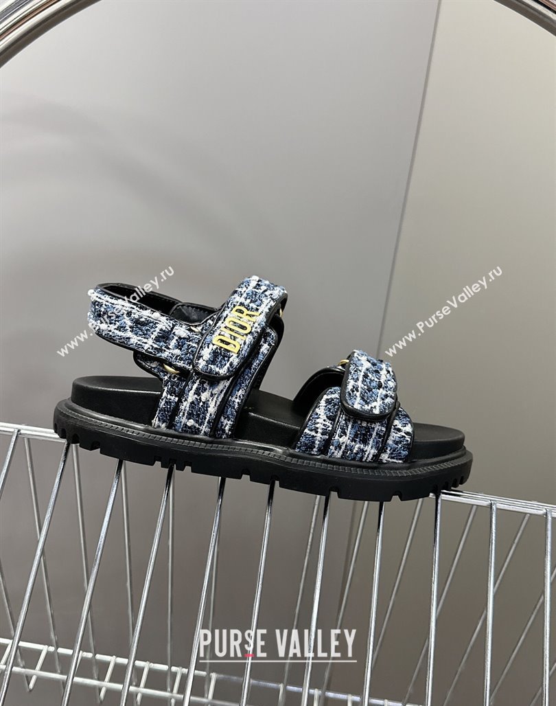 Dior Dioract Sandals in Cannage Tweed Blue/Black 2025 0425 (MD-250425044)