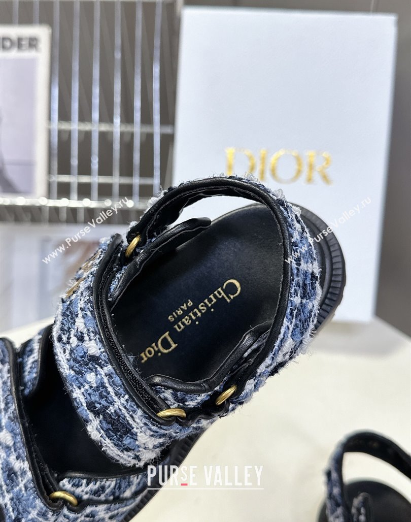 Dior Dioract Sandals in Cannage Tweed Blue/Black 2025 0425 (MD-250425044)