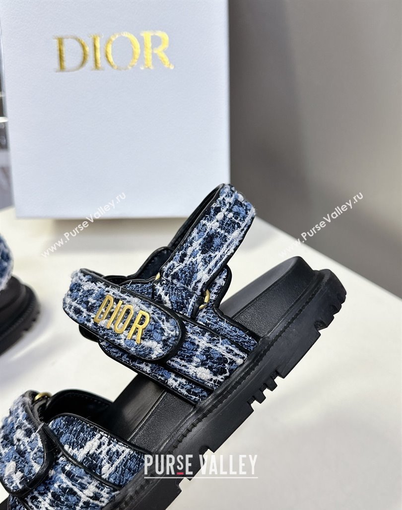 Dior Dioract Sandals in Cannage Tweed Blue/Black 2025 0425 (MD-250425044)