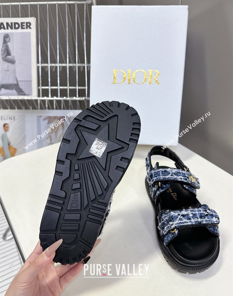 Dior Dioract Sandals in Cannage Tweed Blue/Black 2025 0425 (MD-250425044)