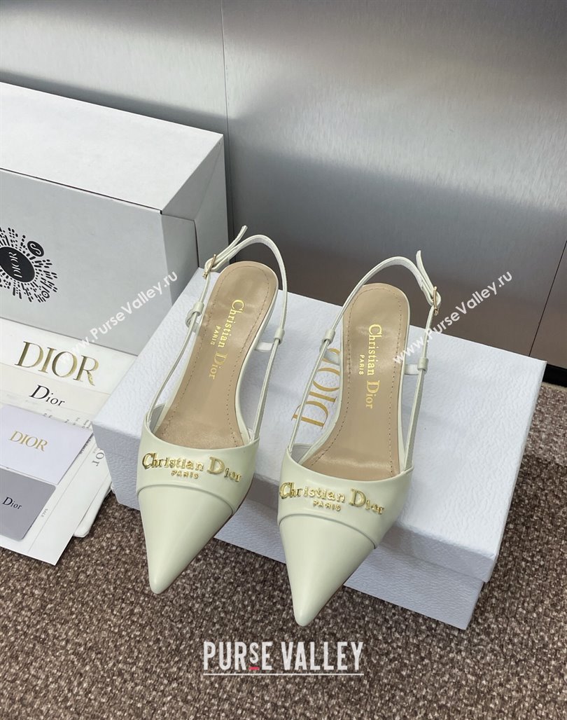 Dior My Dior Slingbacks Pump 5cm in Patent Calfskin White 2025 (MD-250425022)