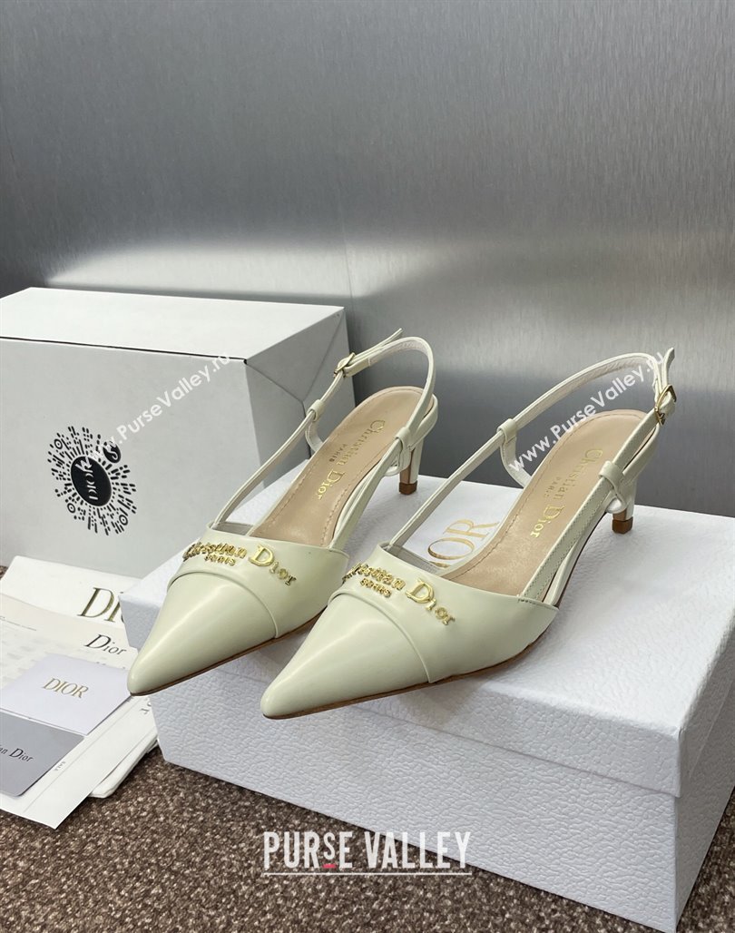 Dior My Dior Slingbacks Pump 5cm in Patent Calfskin White 2025 (MD-250425022)
