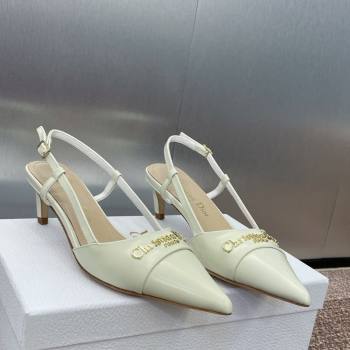 Dior My Dior Slingbacks Pump 5cm in Patent Calfskin White 2025 (MD-250425022)