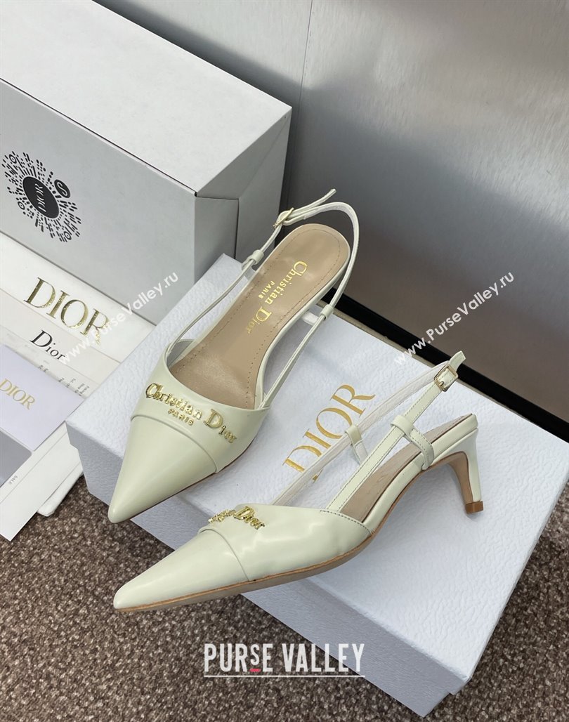 Dior My Dior Slingbacks Pump 5cm in Patent Calfskin White 2025 (MD-250425022)