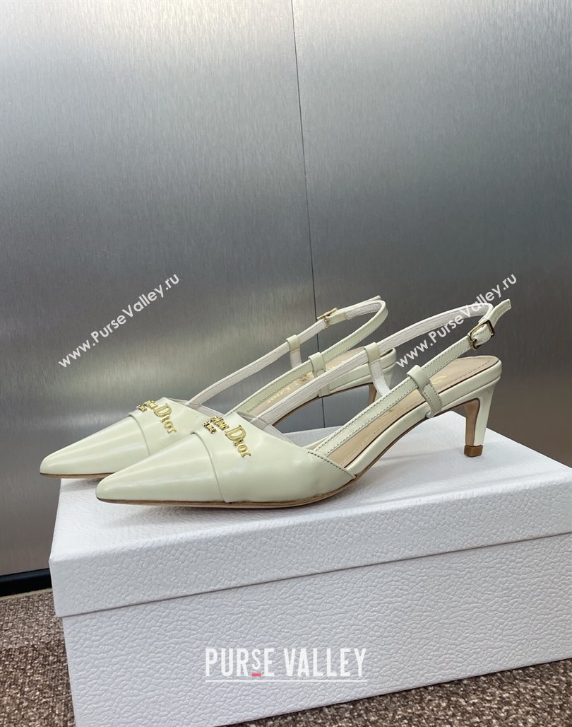 Dior My Dior Slingbacks Pump 5cm in Patent Calfskin White 2025 (MD-250425022)