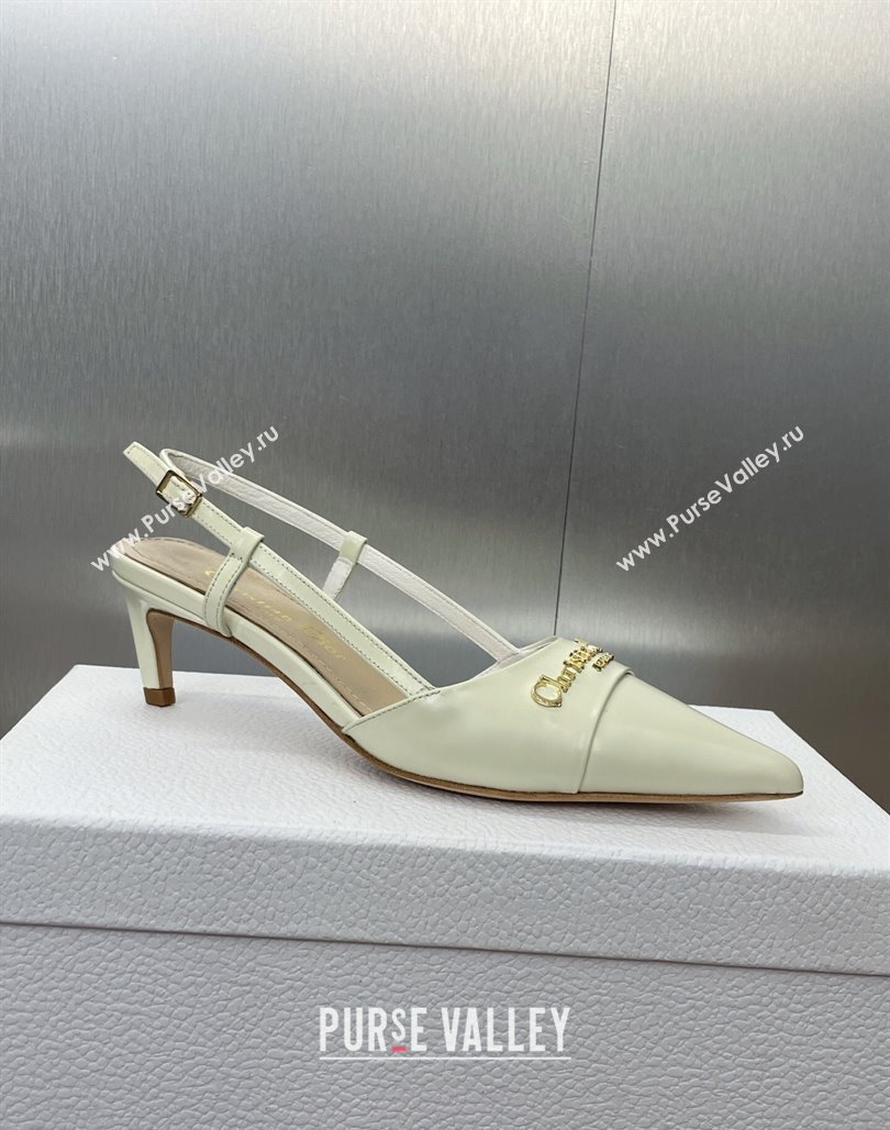 Dior My Dior Slingbacks Pump 5cm in Patent Calfskin White 2025 (MD-250425022)
