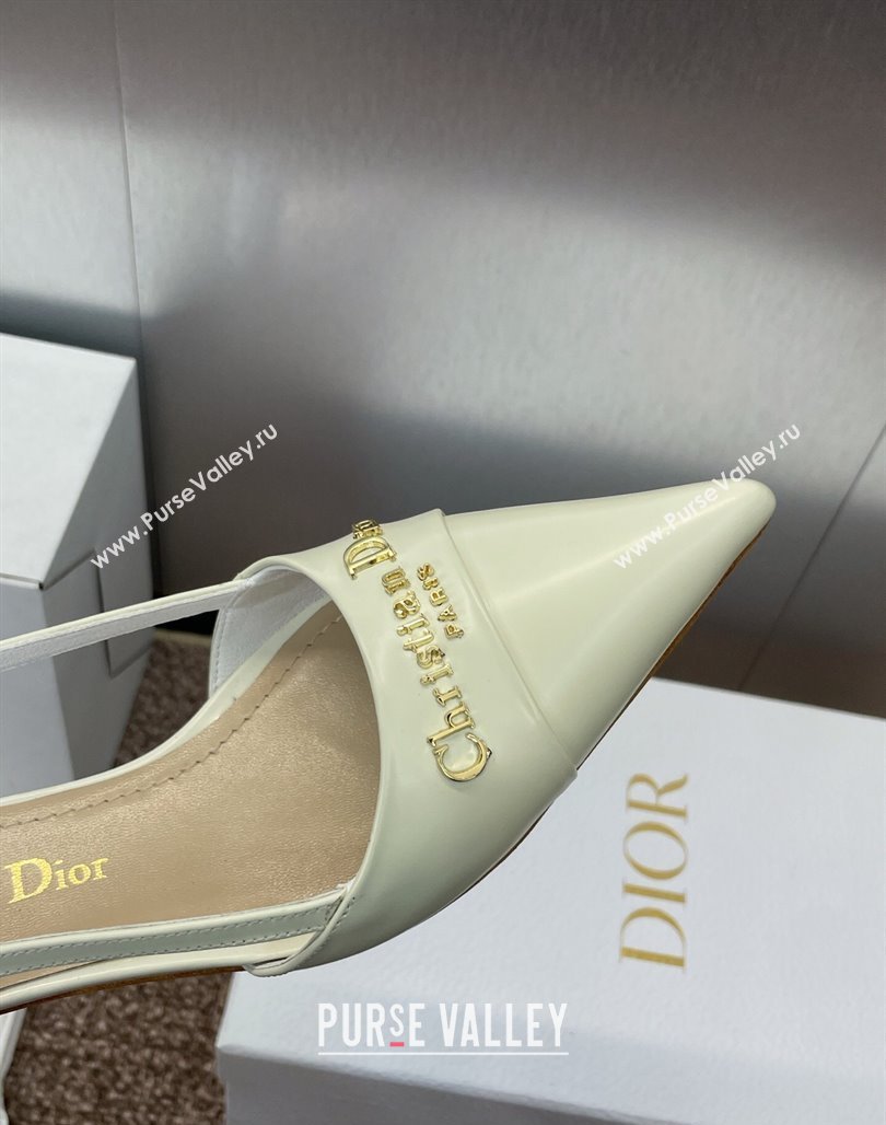 Dior My Dior Slingbacks Pump 5cm in Patent Calfskin White 2025 (MD-250425022)