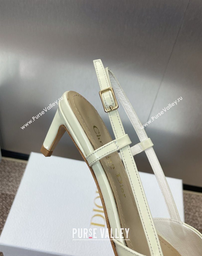 Dior My Dior Slingbacks Pump 5cm in Patent Calfskin White 2025 (MD-250425022)