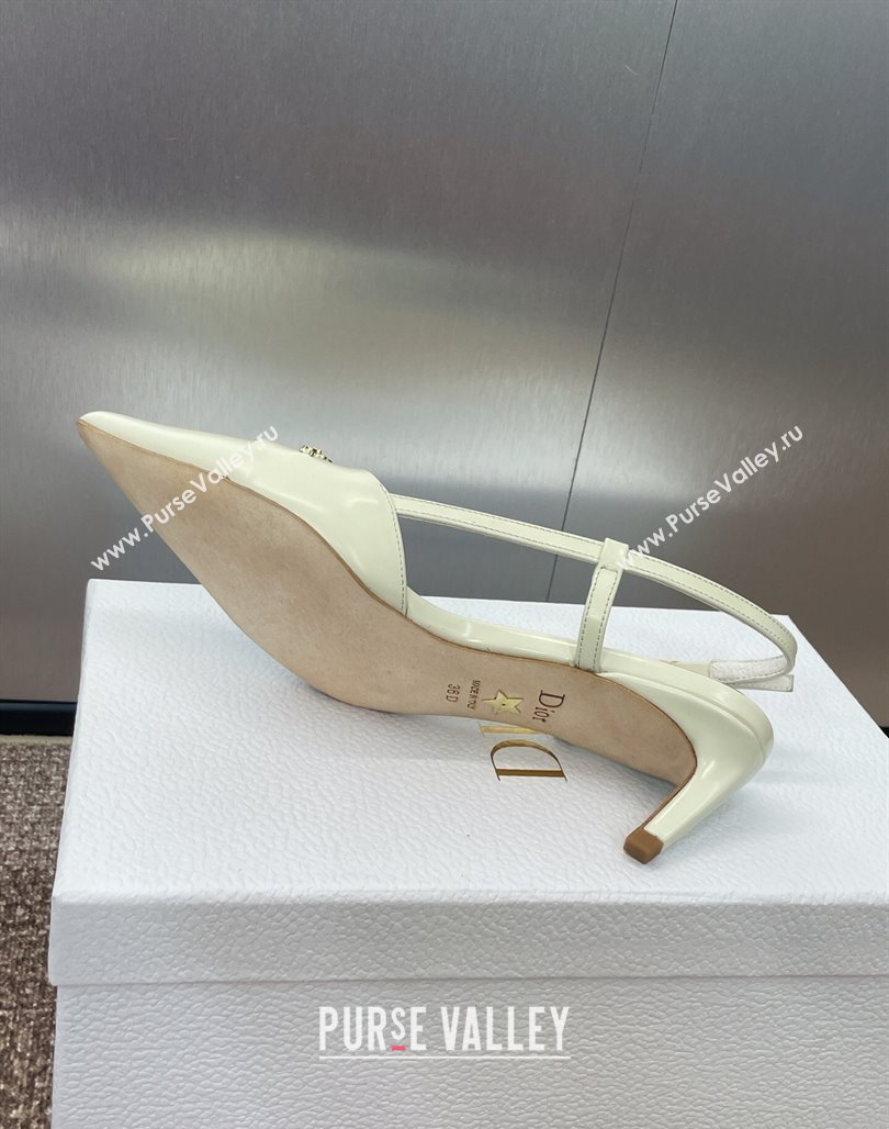 Dior My Dior Slingbacks Pump 5cm in Patent Calfskin White 2025 (MD-250425022)