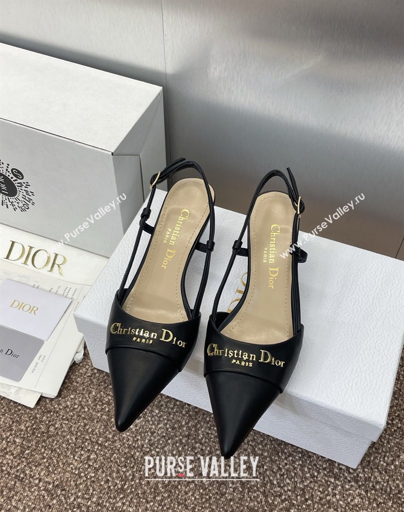 Dior My Dior Slingbacks Pump 5cm in Supple Calfskin Black 2025 (MD-250425023)