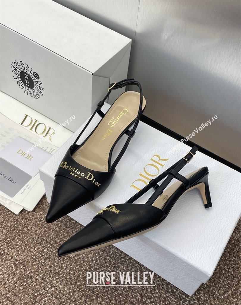 Dior My Dior Slingbacks Pump 5cm in Supple Calfskin Black 2025 (MD-250425023)