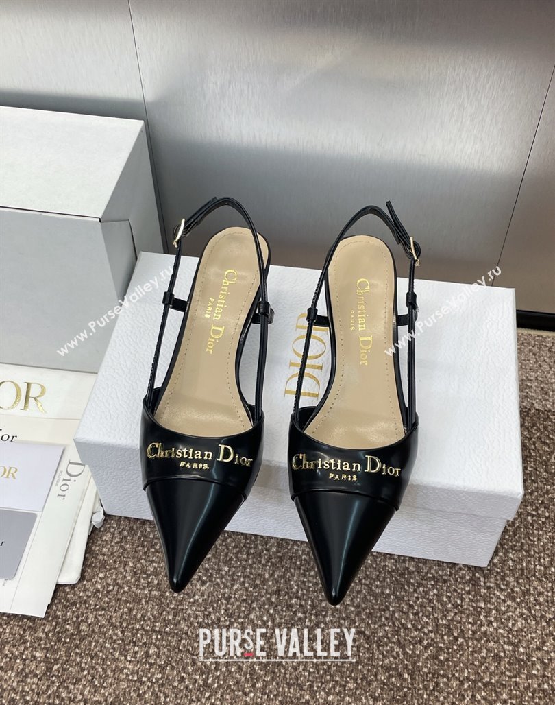 Dior My Dior Slingbacks Pump 5cm in Patent Calfskin Black 2025 (MD-250425024)