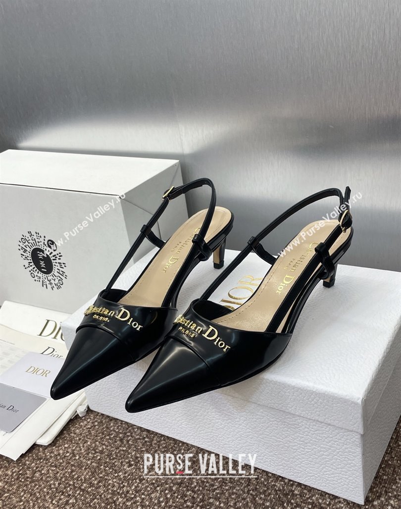 Dior My Dior Slingbacks Pump 5cm in Patent Calfskin Black 2025 (MD-250425024)