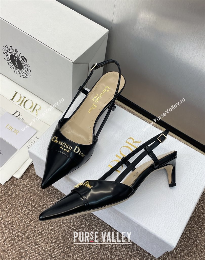 Dior My Dior Slingbacks Pump 5cm in Patent Calfskin Black 2025 (MD-250425024)
