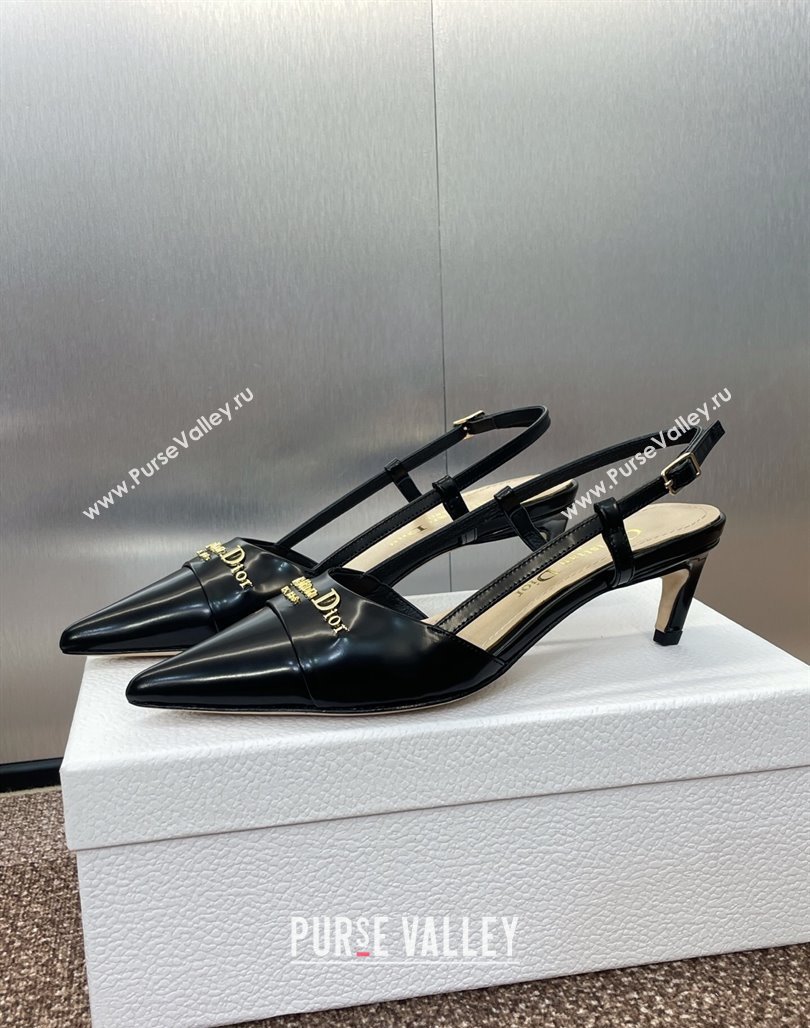 Dior My Dior Slingbacks Pump 5cm in Patent Calfskin Black 2025 (MD-250425024)