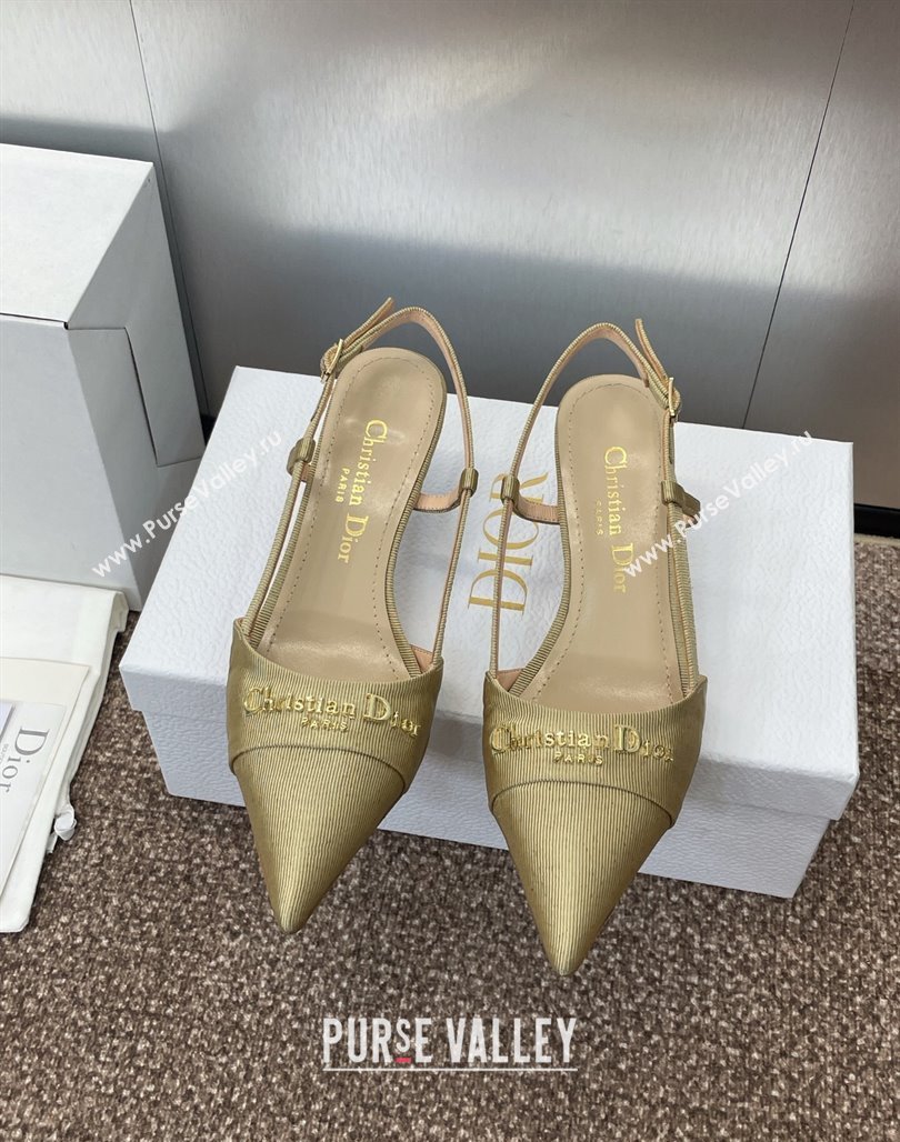 Dior My Dior Slingbacks Pump 5cm in Moire Fabric Yellow 2025 (MD-250425020)