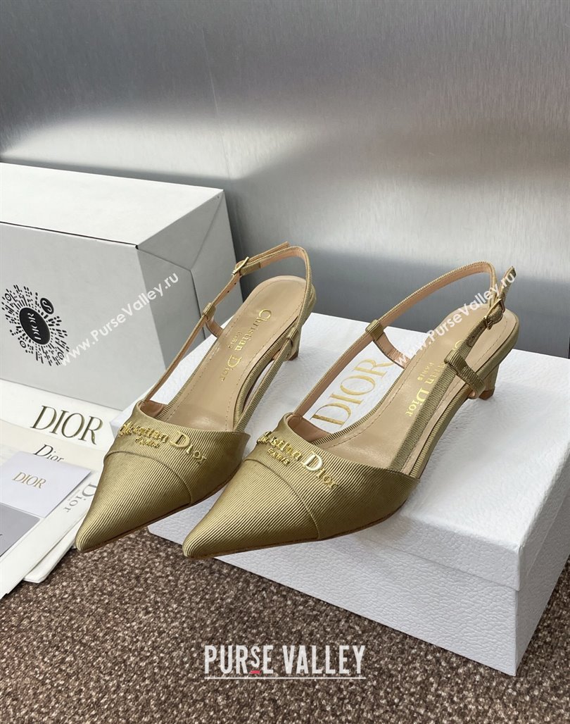 Dior My Dior Slingbacks Pump 5cm in Moire Fabric Yellow 2025 (MD-250425020)
